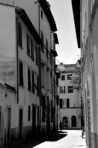 Toscane Italië Lucca Binnenstad zwart wit