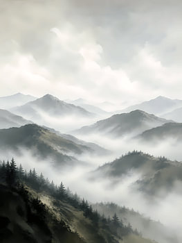 Misty Mountains in Sage Green