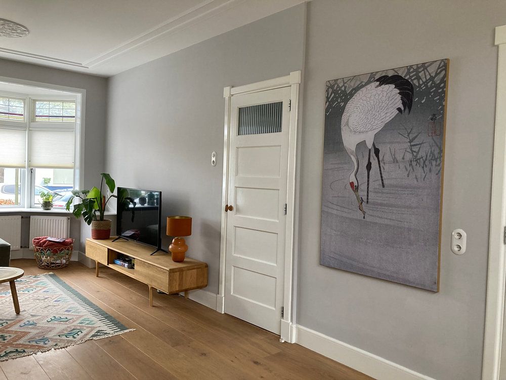 Fischkran im flachen Wasser, Ohara Koson 