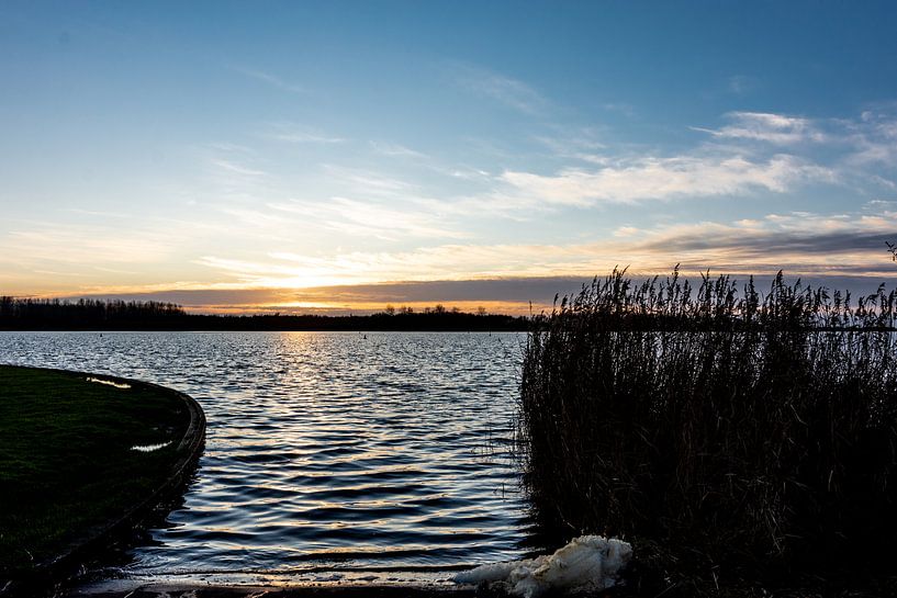 Sunset over water by Meranda Spanjer