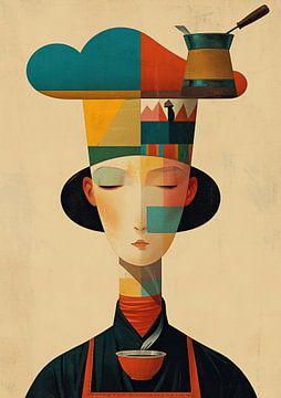 Vrouwen Schilderij | Cloud Coffee Muse van ARTEO Schilderijen