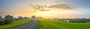 Sunrise over the IJsseldelta landscape near Kampen