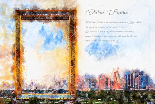 Dubai Frame, Aquarell, Dubai