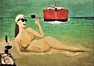 relaxte vrouw op het strand van Frans Klijzen thumbnail