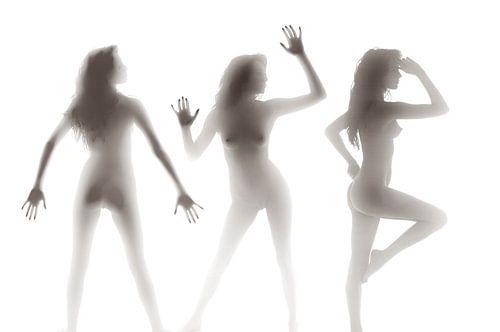 Drieluik met naakte vrouw