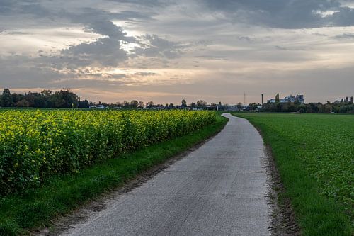 Zonsondergang over Vlaamse wegen