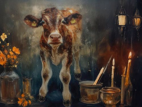 Portrait d'un veau sur Marjolein Deelen