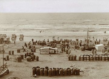 Strand in Zandvoort met limonade tent, Knackstedt & Näther, 1900 - 1905