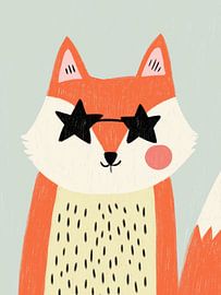 Fox with Star Sunglasses – Playful Woodland Animal - Nursery by StudioRemier