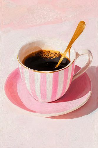 Coffee Time in Pink Stripes no. 3