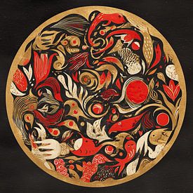 Abstract Roter Koi Kreis von Moderne Kollektion