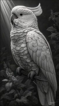 zwart-wit papegaai-kaketoe-ara van Gelissen Artworks