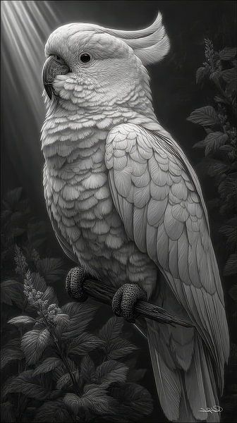 black-and-white parrot cockatoo-ara by Gelissen Artworks