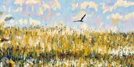 Wie die Flügel sich über der Blumenwiese ausbreiteten: flüchtiger Impressionismus von Dirk van der Ven