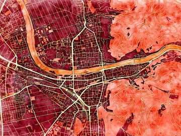 Kaart van Heidelberg in de stijl 'Amber Autumn' van Maporia