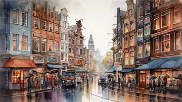 Einkaufen in Amsterdam von ARTEO Gemälde