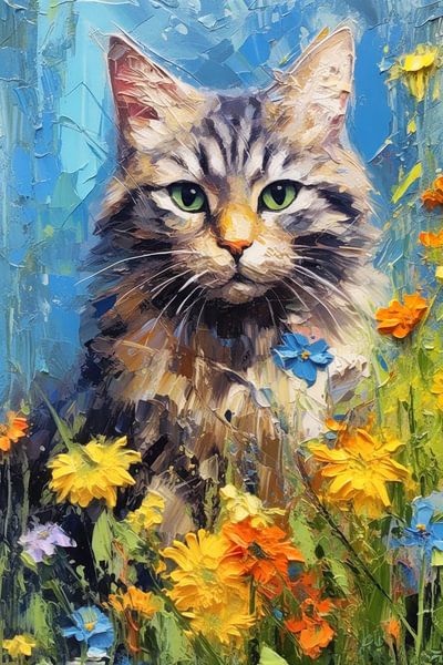 Chat parmi les fleurs par ARTemberaubend