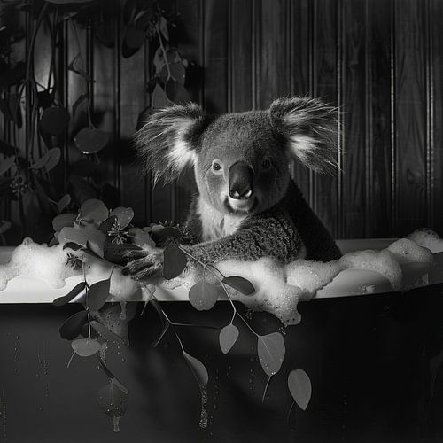 Ontspannen koala in de badkamer - een charmante badkamerfoto voor je toilet
