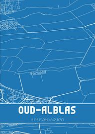 Blaupause | Karte | Oud-Alblas (Süd-Holland) von Ortsdrucke