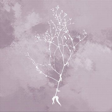 Nuvole di Prato. Abstrait Botanique Minimaliste en Argent Mauve rétro violet rose sur Dina Dankers