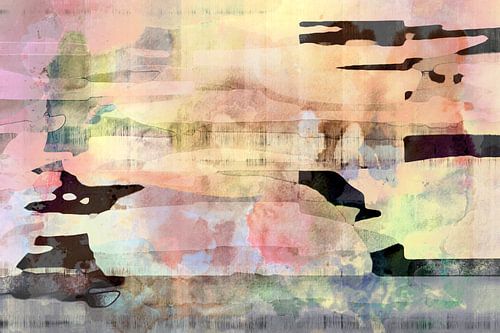 Afrika Abstract 23 Textiel Schilderij in Pastelkleuren