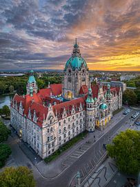 Aerial view of the Town Hall of Hannover, Germany