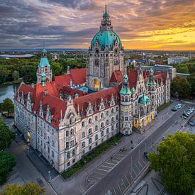 Aerial view of the Town Hall of Hannover, Germany by Michael Abid