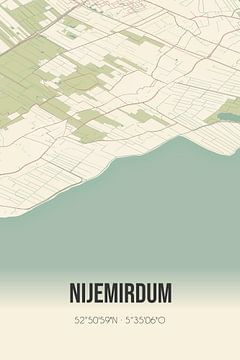 Vieille carte de Nijemirdum (Fryslan) sur Rezona