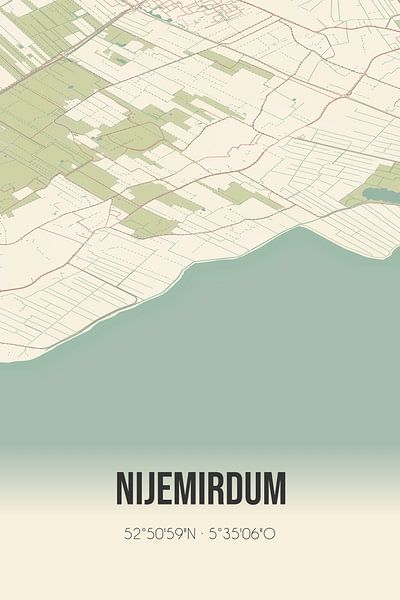 Vintage map of Nijemirdum (Fryslan) by Prints of Place