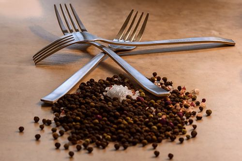 Vorken met zout en peper