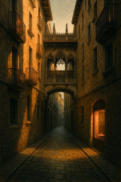 Gothic Quarter Atmosphere – Golden Light in Old Barcelona by Travel Shop