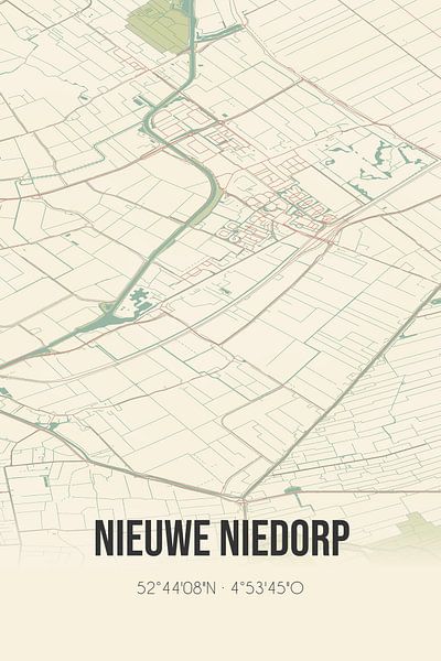 Alte Karte von Nieuwe Niedorp (Nordholland) von Ortsdrucke
