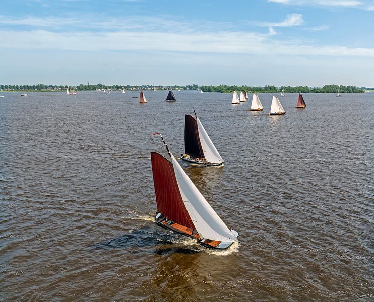Aerial view of the Fryske Praem races on the Heegermeer in Friesland Netherlands by Eye on You