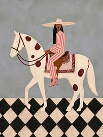 Cowgirl-Motiv, Western-Boho-Kunst von Bella studio
