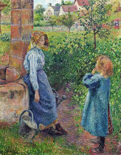 Camille Pissarro,Vrouw en kind bij de put, geschilderd in 1882