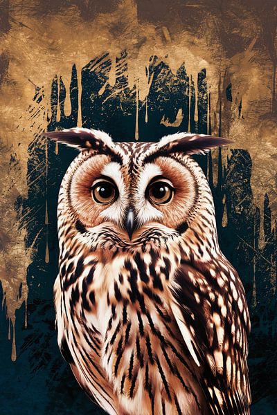 Detaillierte Eule mit goldenen Akzenten von Imperial Art House
