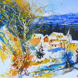 Village in the snow by pol ledent