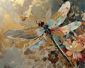 Libelle Kunstwerk | Goldene Libelle