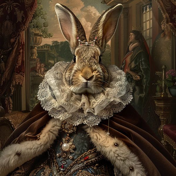 Koninklijk konijn in barokstijl van Poster Art Shop