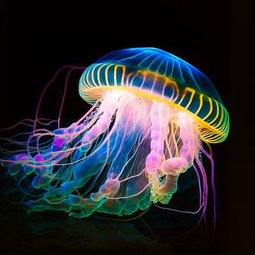 Neon kleurige kwal van Digital Art Nederland