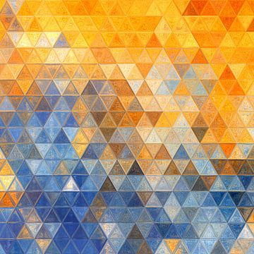 Mozaïek driehoek blauw geel #mosaic van JBJart Justyna Jaszke