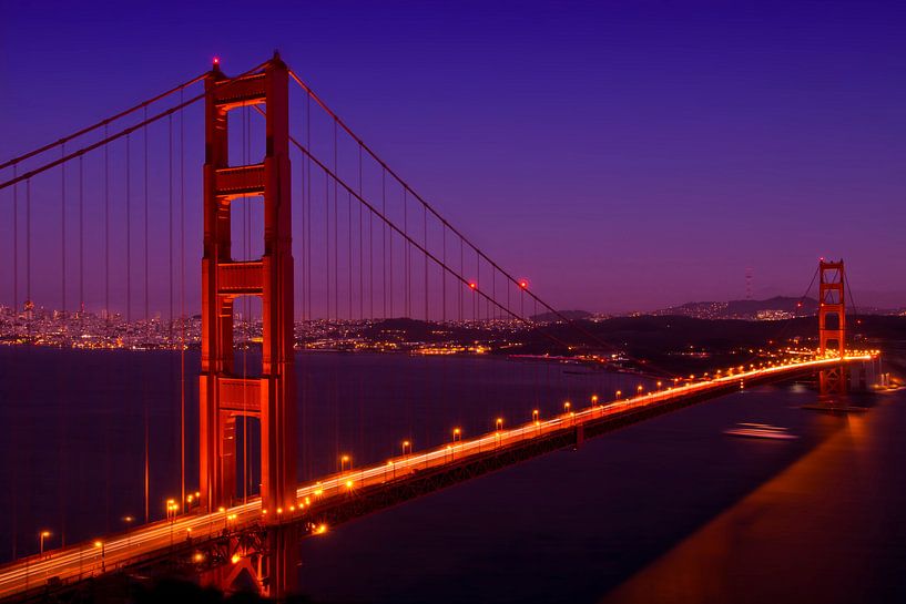 Golden Gate Bridge bij nacht van Melanie Viola