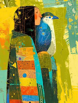 Vrouwenportret | Tender Whispers in Nature's Hue van ARTEO Schilderijen