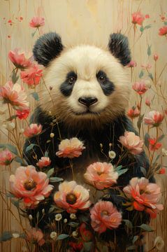 Panda in Bloesemzee - Dromerige Flora van Eva Lee