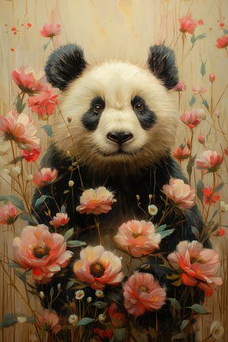 Panda in Blossom Sea - Dreamy Flora