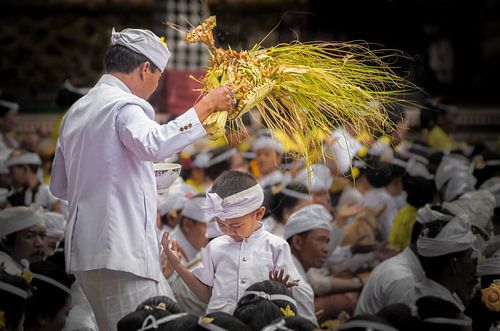 ceremonial blessing in hindu temple