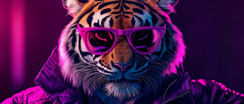 Schicke Tigerfigur mit Sonnenbrille von Poster Art Shop