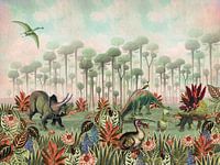 Prehistory with various dinosaurs