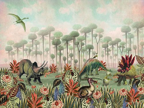 Prehistory with various dinosaurs by Studio POPPY