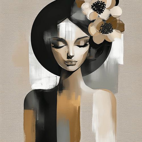 Modernes abstraktes Porträt in Erdtönen